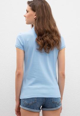 Kadın Mavi Polo Yaka T-Shirt - 50198886258