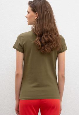 Kadın Haki Basic Tişört - 50202756012
