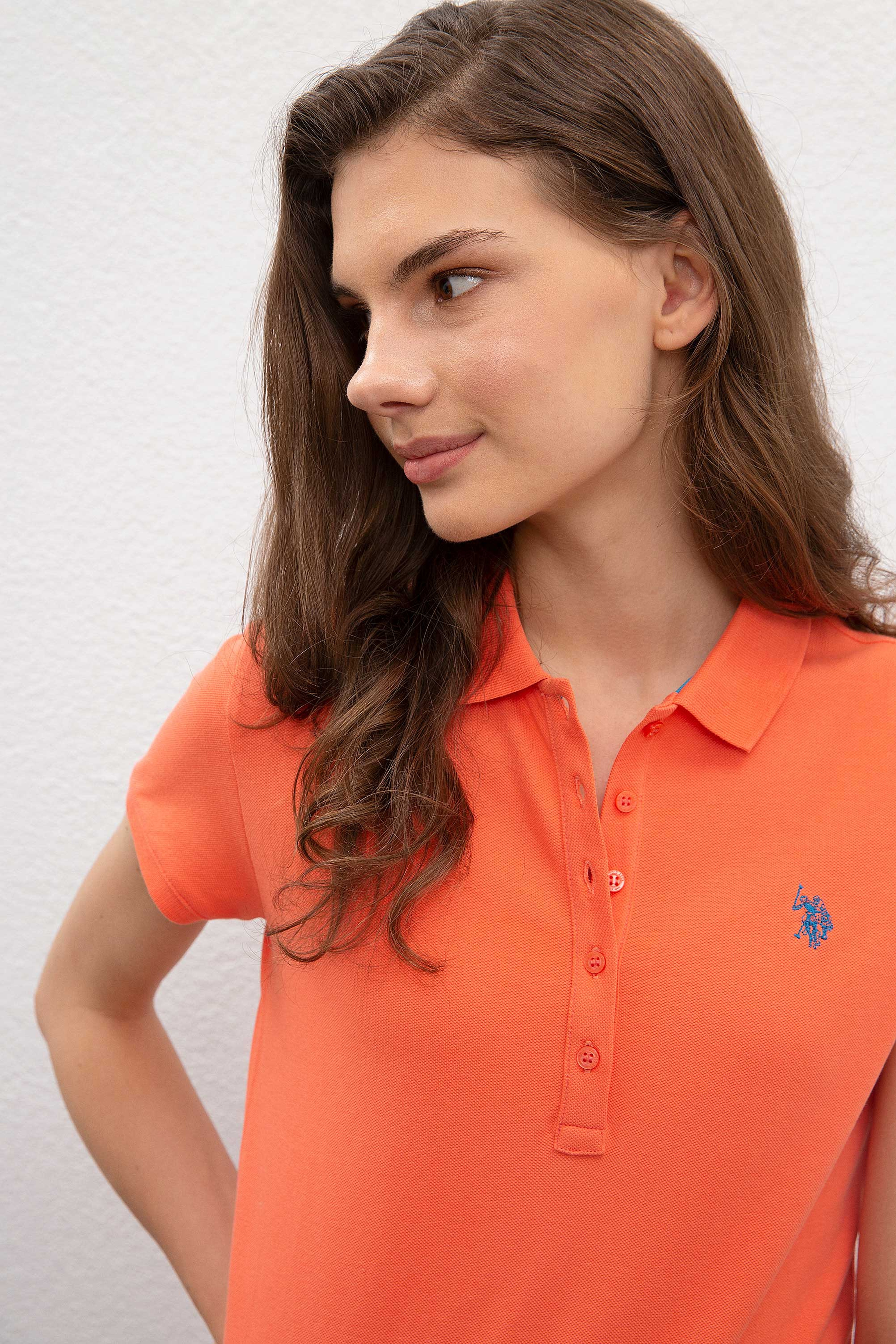 Kadın Somon Polo Yaka T-Shirt
