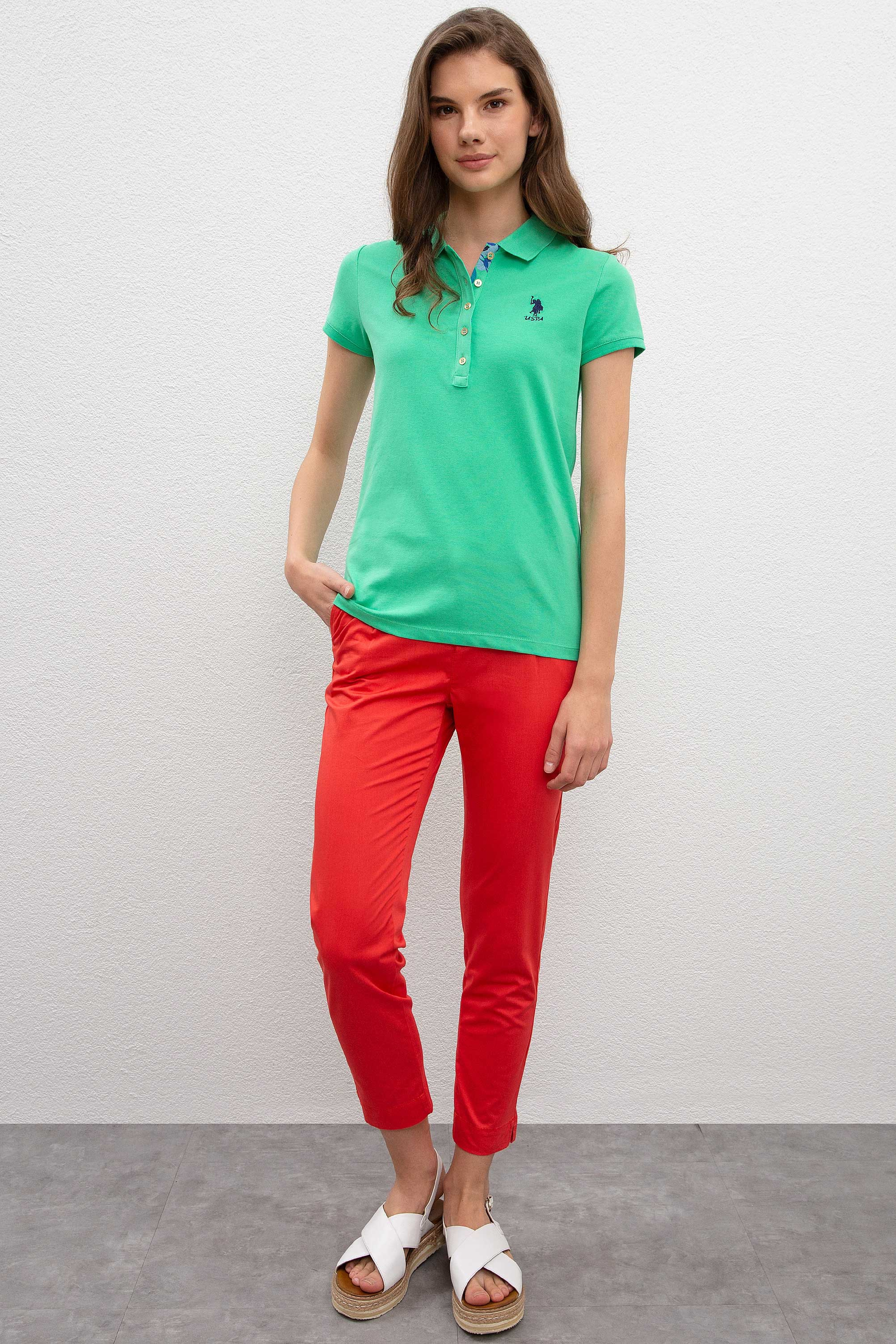 Kadın Yeşil Basic T-Shirt - Image 4