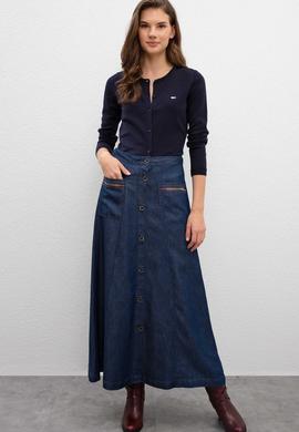 Kadın Mavi Uzun Etek - 50209560003