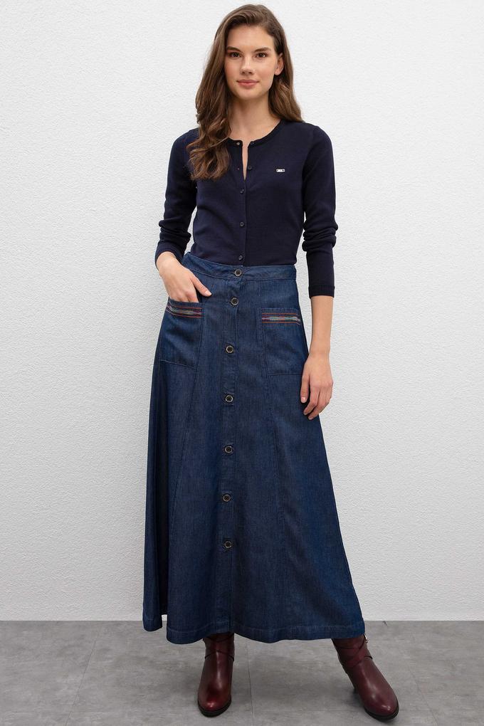 Kadın Mavi Uzun Etek