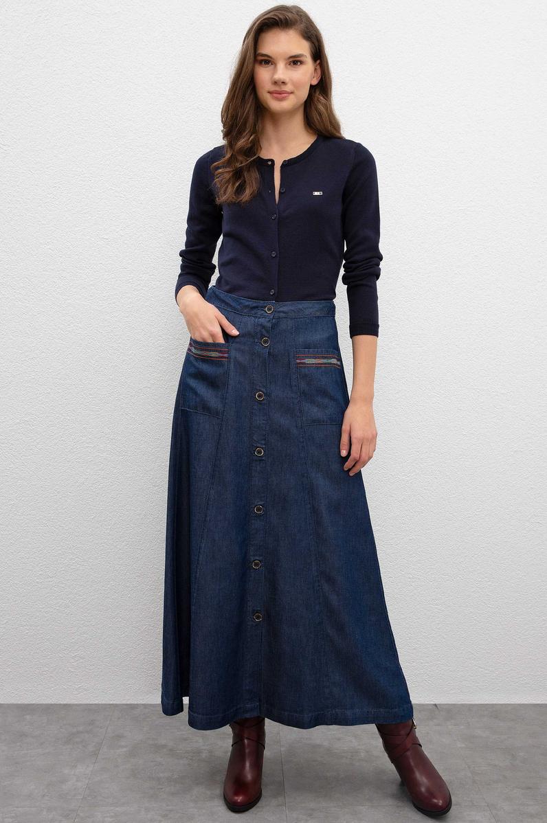 Kadın Mavi Uzun Etek