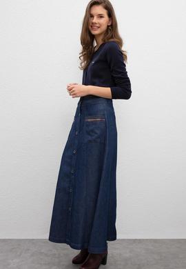 Kadın Mavi Uzun Etek - 50209560003