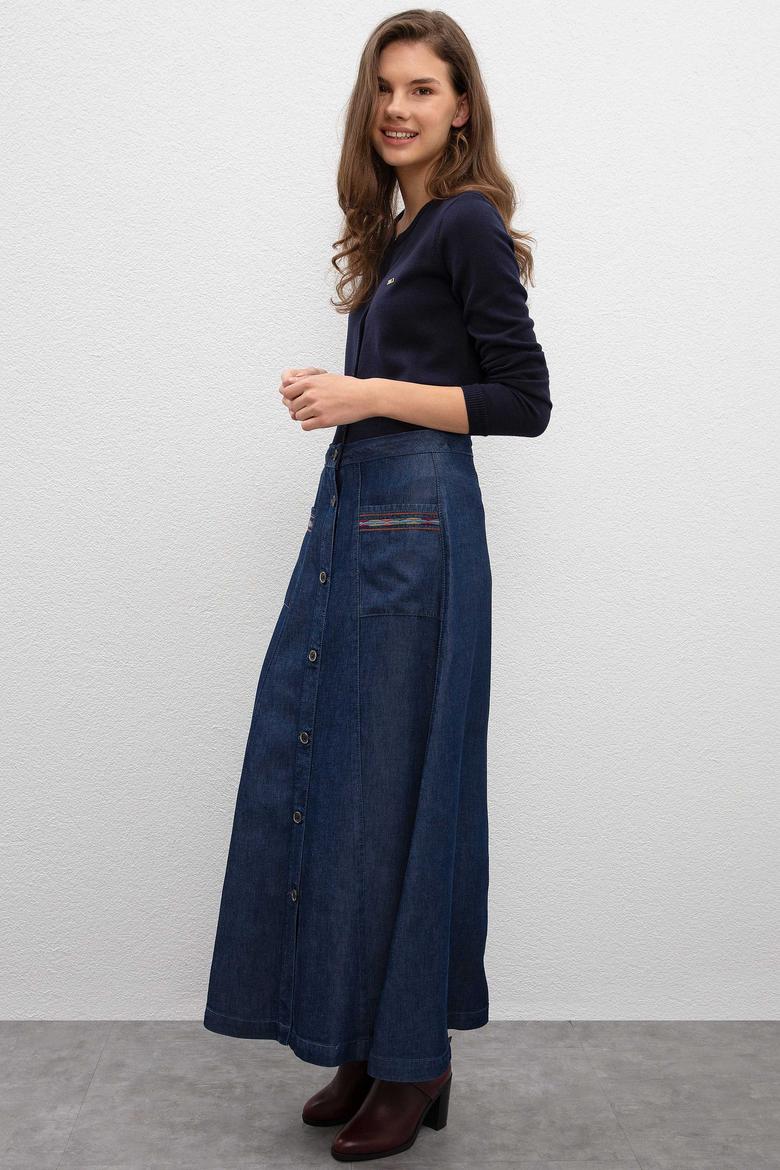 Kadın Mavi Uzun Etek - 50209560003