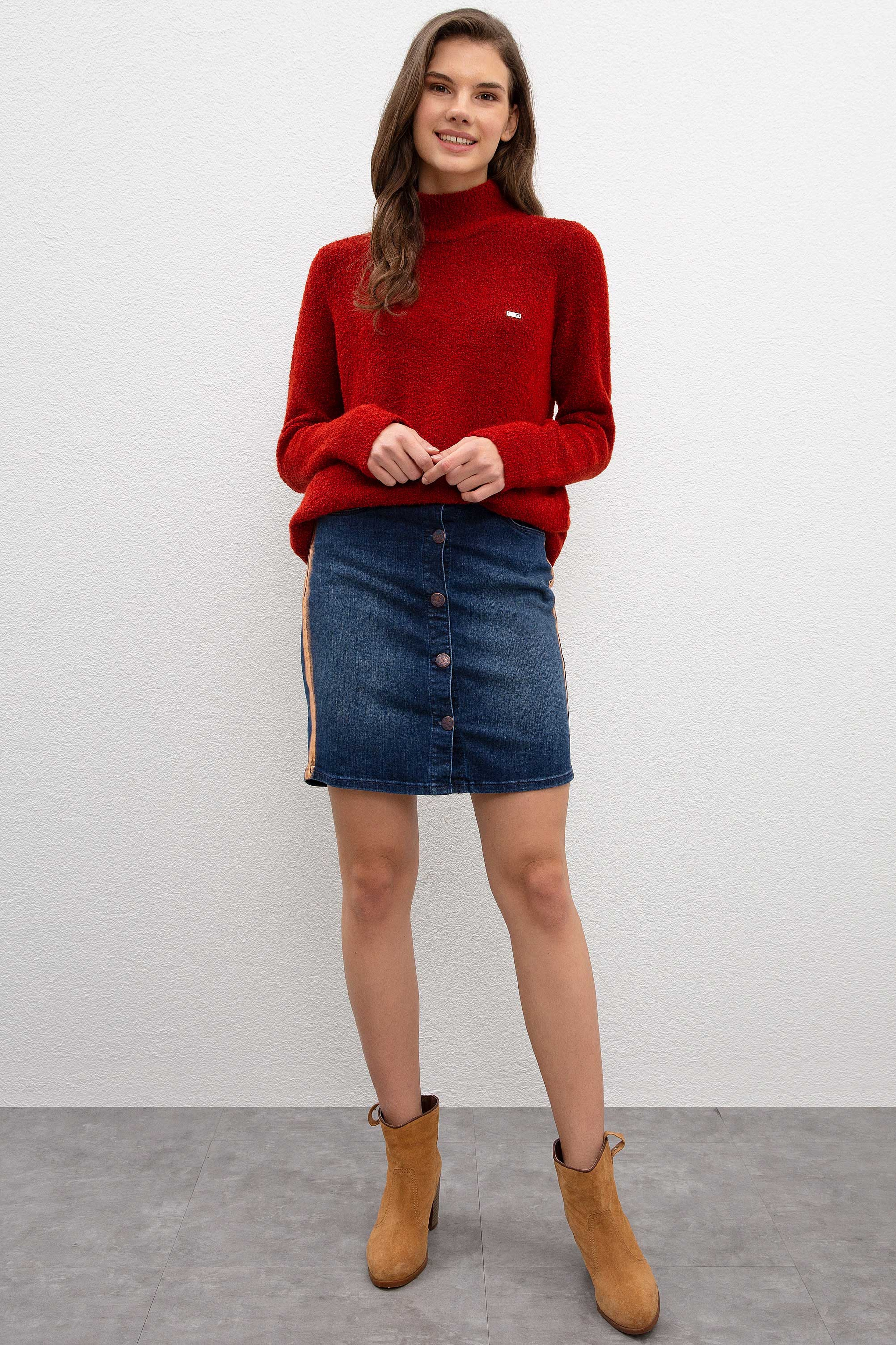 Kadın Mavi Denim Etek - Image 1