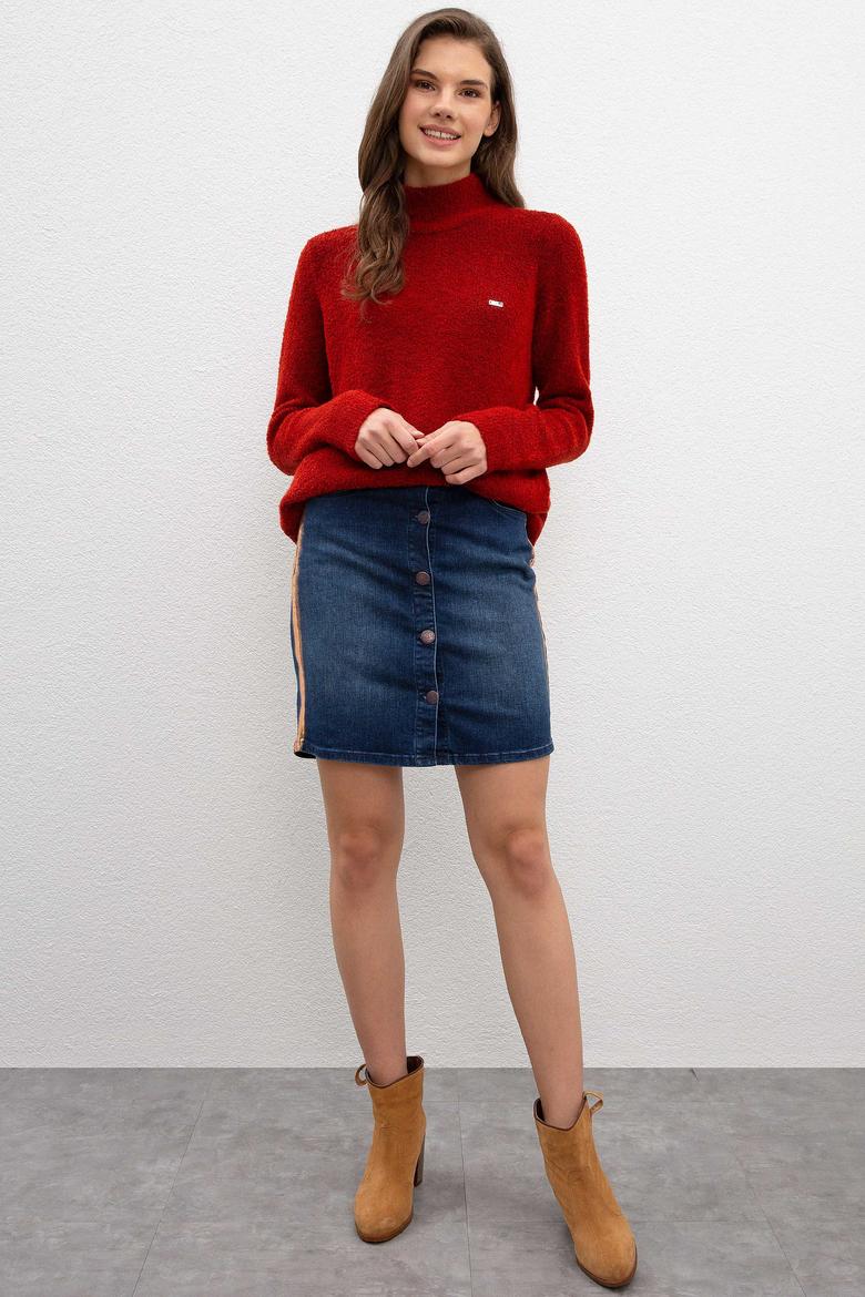 Kadın Mavi Denim Etek