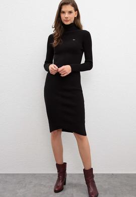 Kadın Siyah Triko Elbise - 50209481008