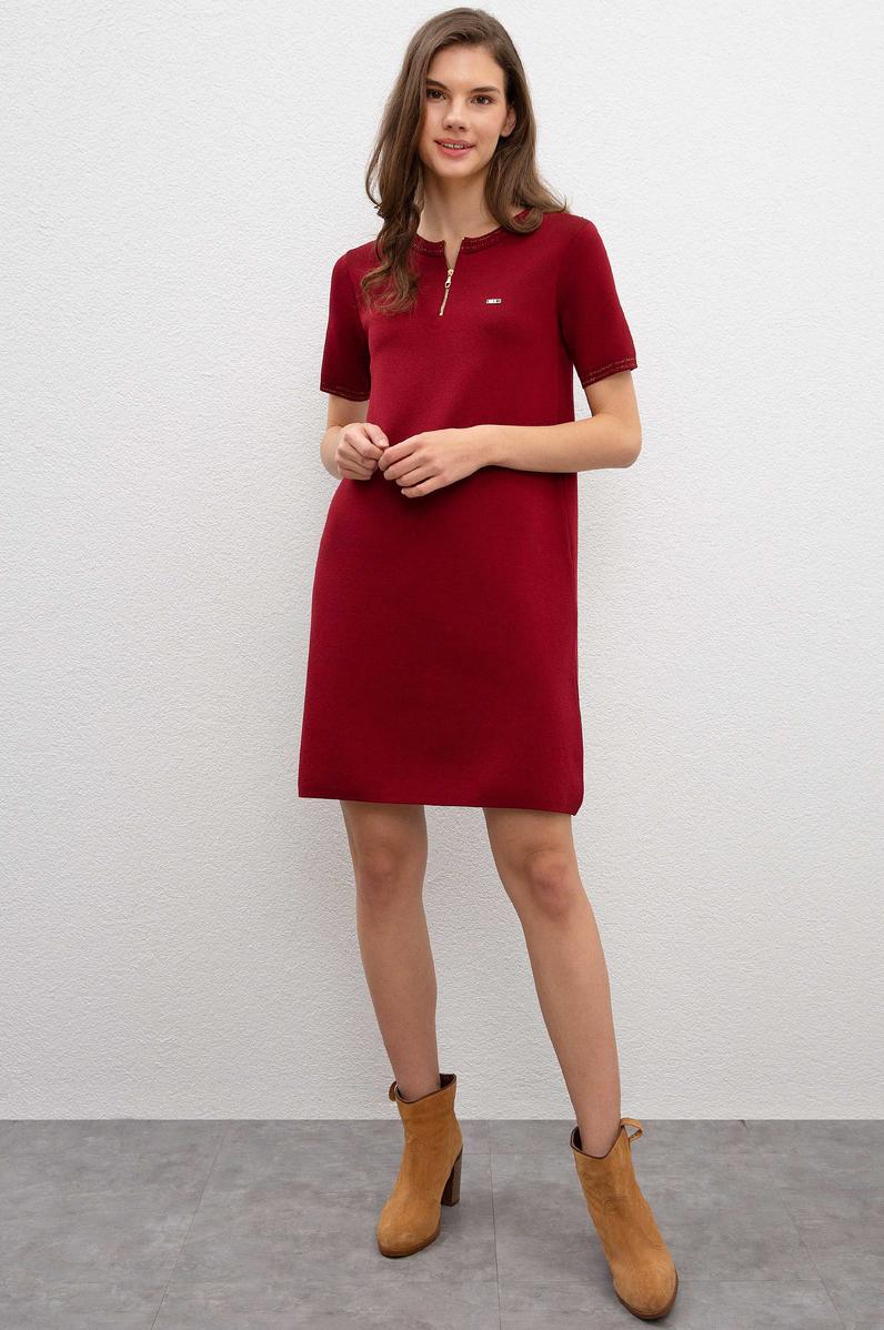 Kadın Kırmızı Triko Elbise