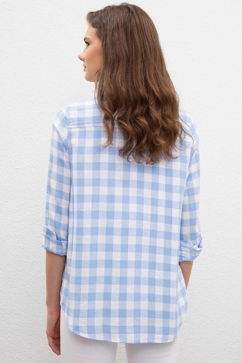 Kadın Mavi Gömlek Uzunkol - 50199347019