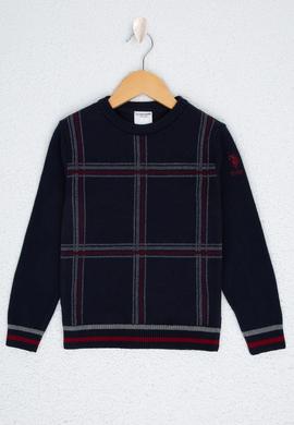 Erkek Çocuk Lacivert Bisiklet Yaka Triko Kazak - 50206058001