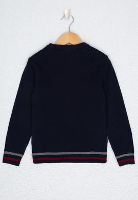 Erkek Çocuk Lacivert Bisiklet Yaka Triko Kazak - 50206058001