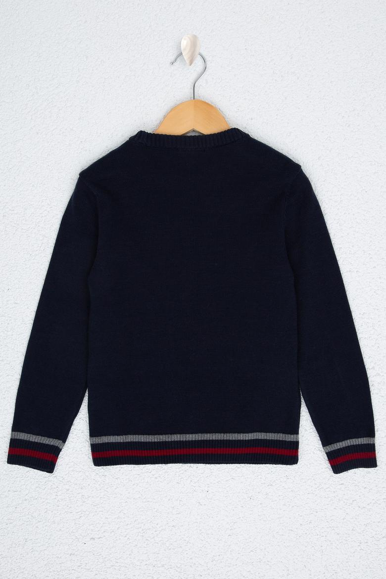 Erkek Çocuk Lacivert Bisiklet Yaka Triko Kazak - 50206058001