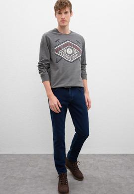 Erkek Antrasit Melanj Bisiklet Yaka Sweatshirt - 50216237013