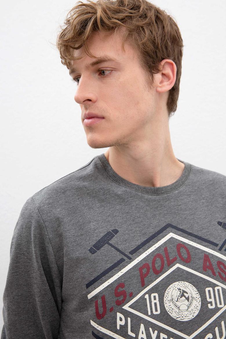 Erkek Antrasit Melanj Bisiklet Yaka Sweatshirt - 50216237013