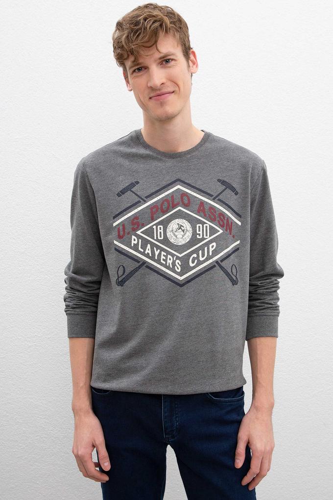 Erkek Antrasit Melanj Bisiklet Yaka Sweatshirt