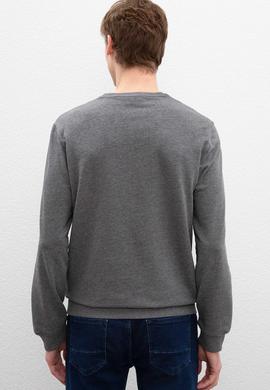 Erkek Antrasit Melanj Bisiklet Yaka Sweatshirt - 50216237013