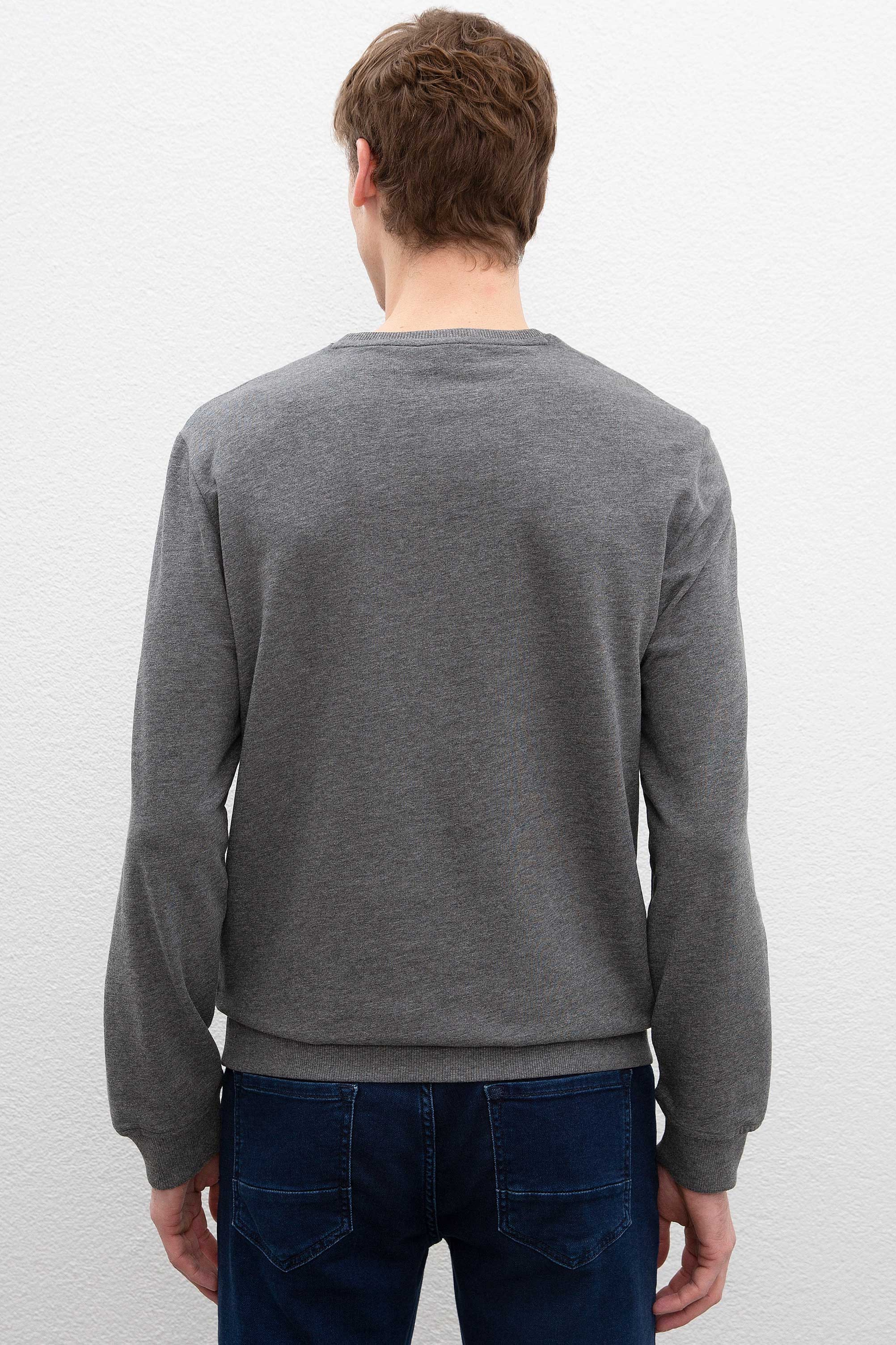 Erkek Antrasit Melanj Bisiklet Yaka Sweatshirt