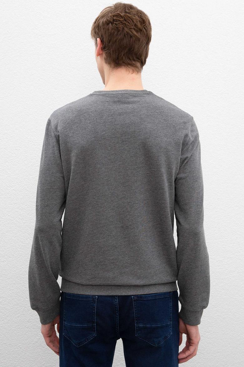 Erkek Antrasit Melanj Bisiklet Yaka Sweatshirt - 50216237013