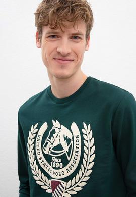 Erkek Koyu Yeşil Bisiklet Yaka Sweatshirt - 50216295015