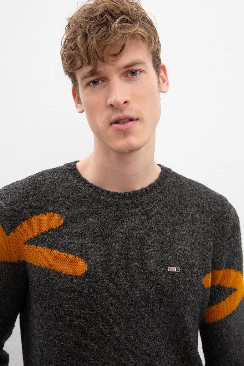 Erkek Antrasit Melanj Kazak - 50207538033