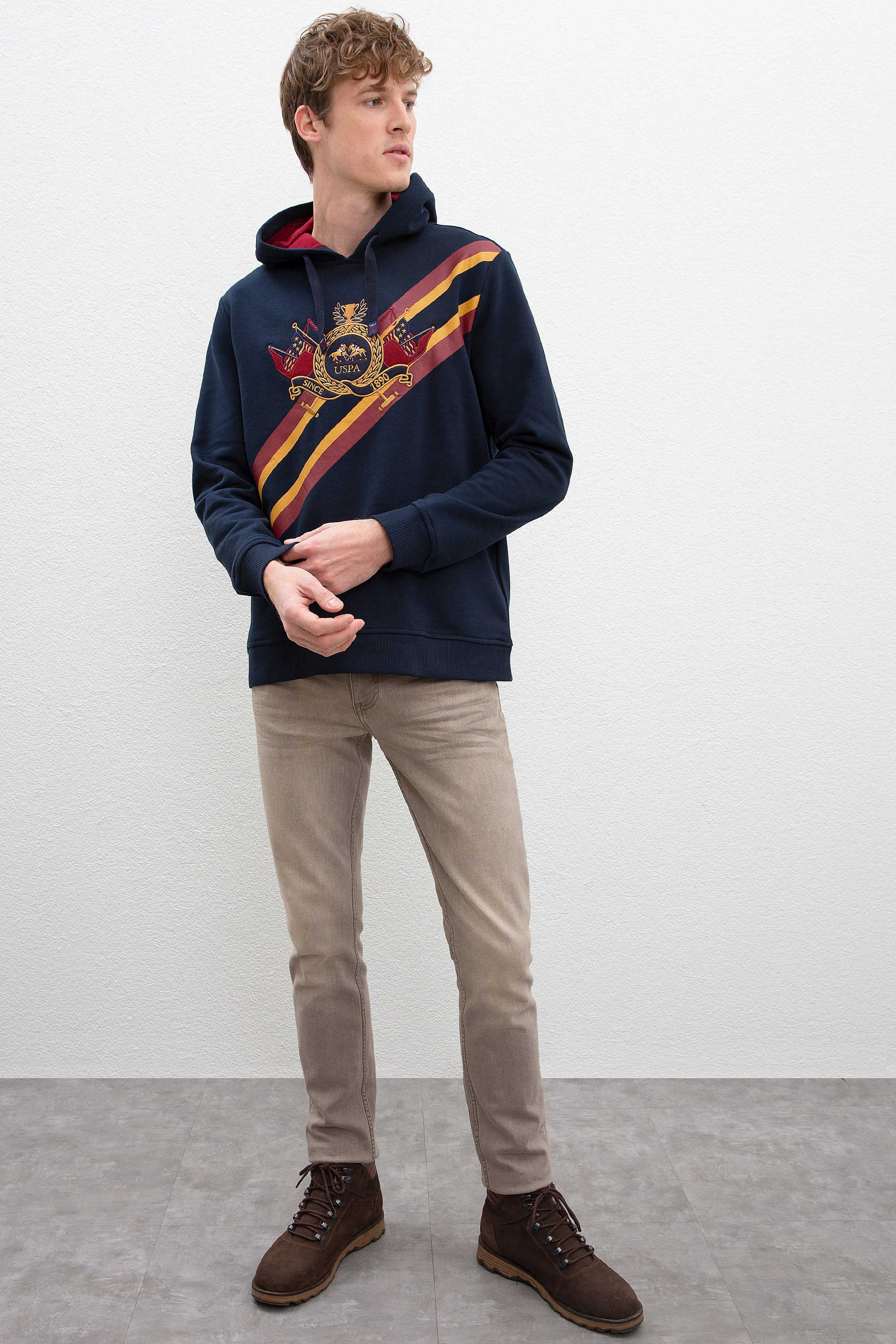 Erkek Lacivert Kapüşonlu Sweatshirt - Image 4