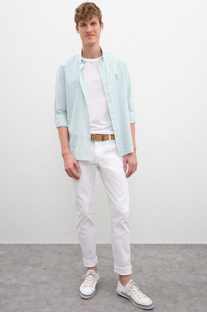 Erkek Beyaz Kanvas Pantolon