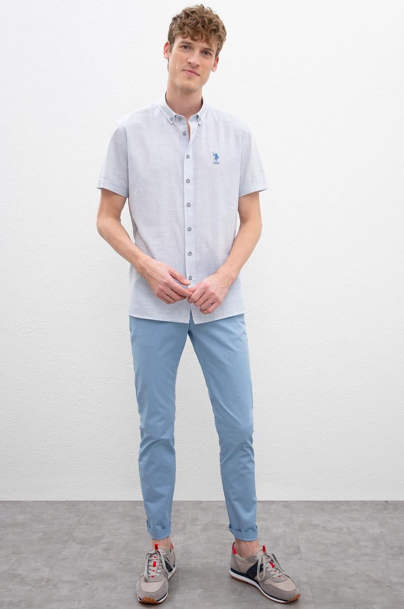 Erkek Açık İndigo Kanvas Pantolon