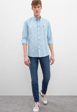 Erkek Mavi Denim Pantolon - 50199841006