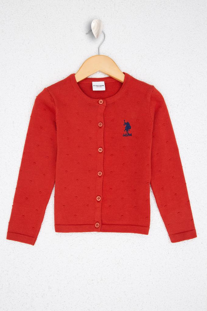 Kız Çocuk Kırmızı Triko Hırka