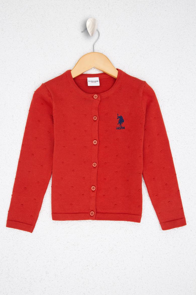 Kız Çocuk Kırmızı Triko Hırka