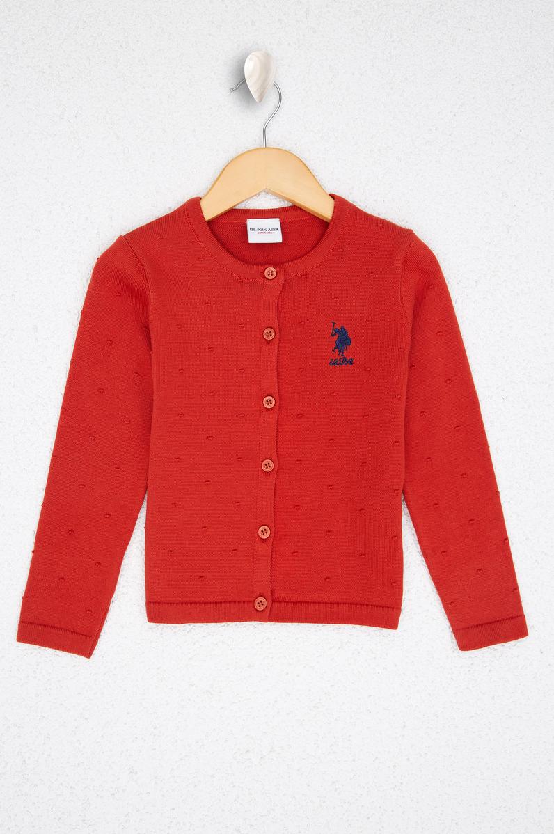 Kız Çocuk Kırmızı Triko Hırka