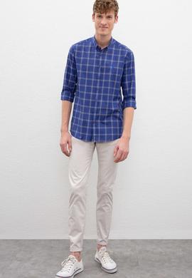 Erkek Saks Uzun Kollu Gömlek - 50221355004