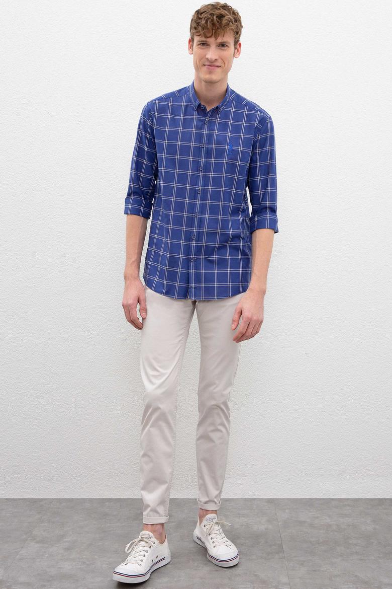 Erkek Saks Uzun Kollu Gömlek - 50221355004