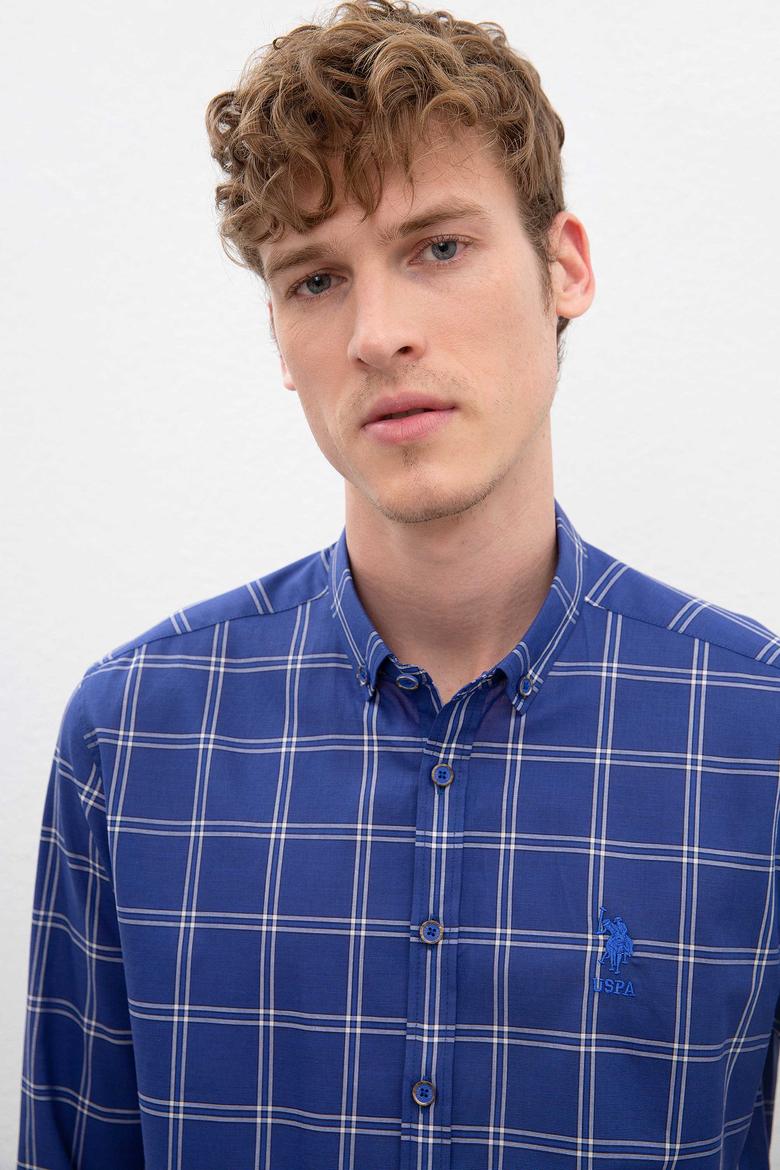 Erkek Saks Uzun Kollu Gömlek - 50221355004