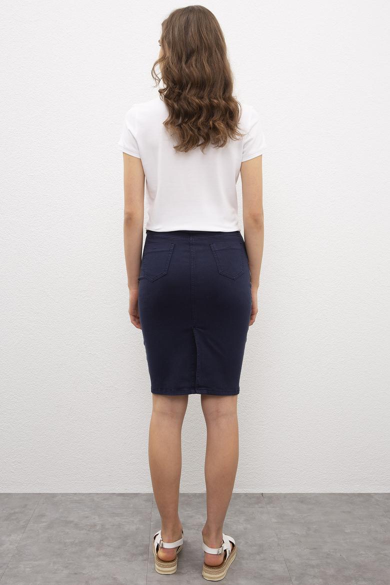 Kadın Lacivert Dokuma Etek - 50198955042