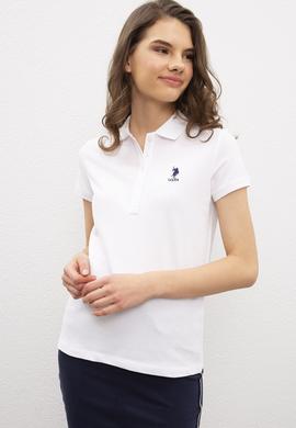 Kadın Beyaz Polo Yaka T-Shirt Basic - 50202692004