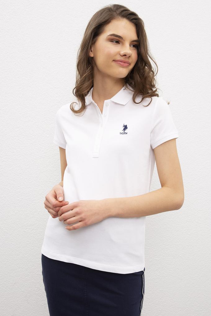 Kadın Beyaz Polo Yaka T-Shirt Basic