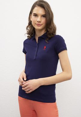 Kadın Lacivert Polo Yaka T-Shirt Basic - 50202692017