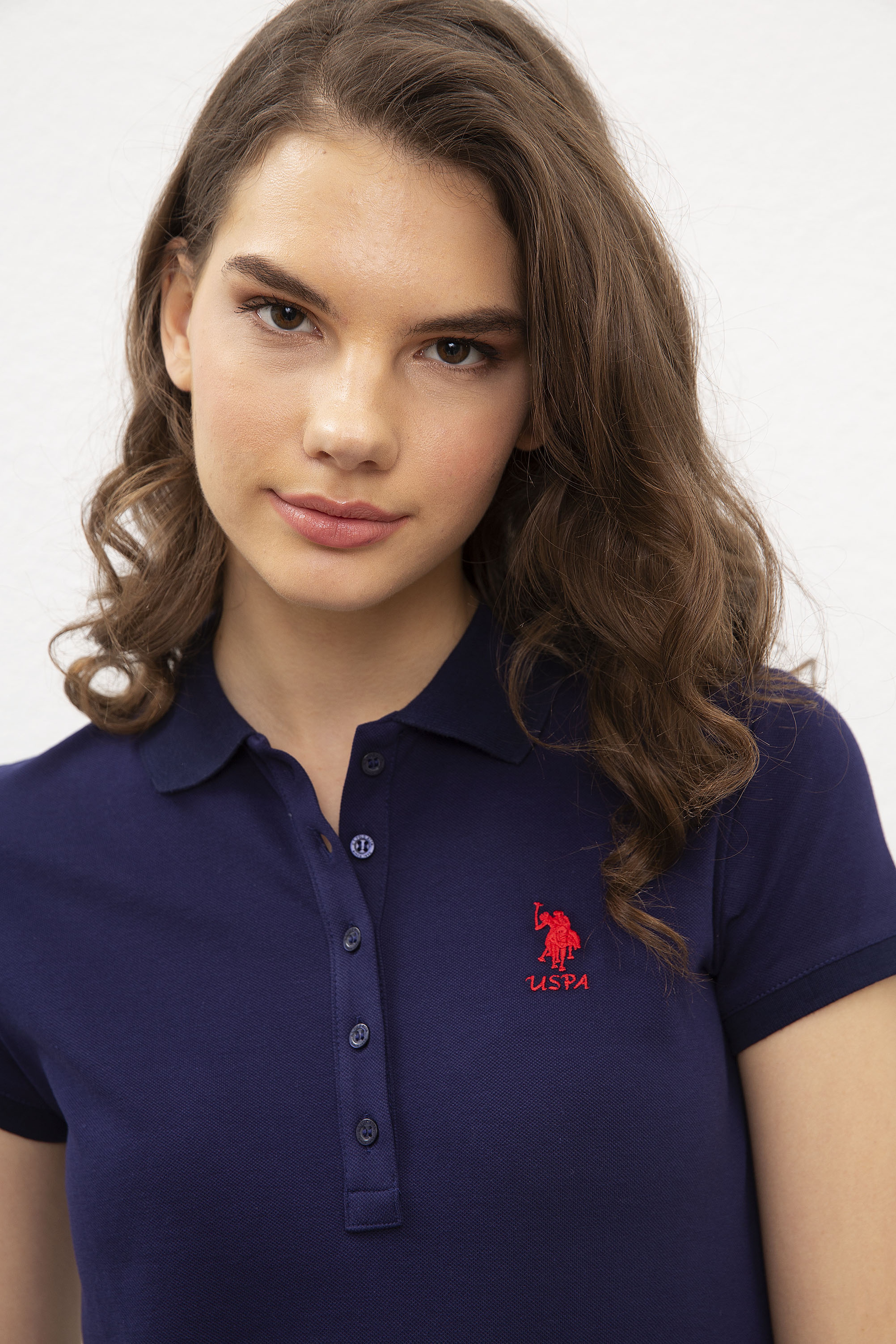 Kadın Lacivert Polo Yaka T-Shirt Basic - Image 2