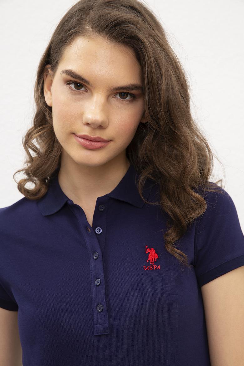 Kadın Lacivert Polo Yaka T-Shirt Basic - 50202692017