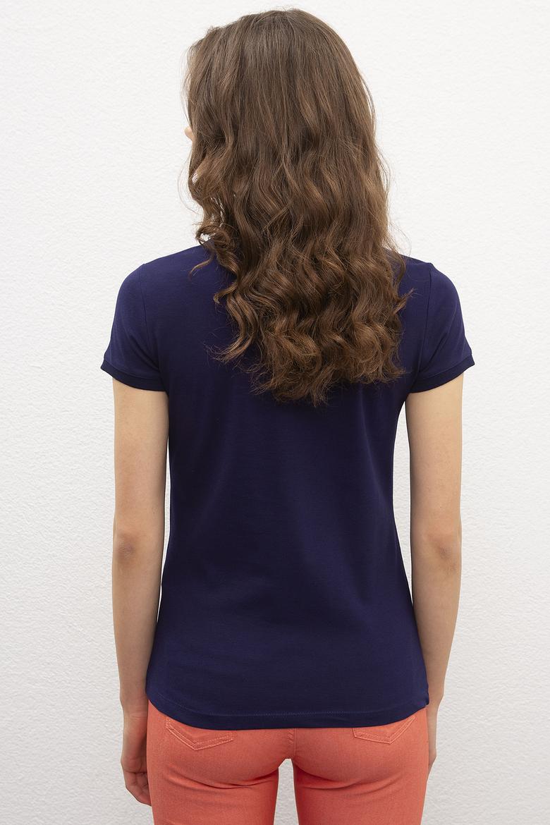 Kadın Lacivert Polo Yaka T-Shirt Basic - 50202692017