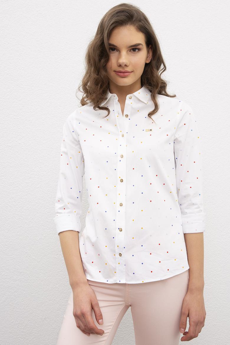 Kadın Beyaz Gömlek Uzunkol