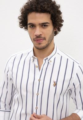 Erkek Lacivert Dikey Çizgili Gömlek Uzunkol - 50218688011