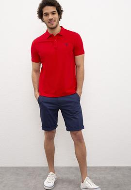 Erkek Kırmızı Basic Polo Yaka Tişört - 50217612140