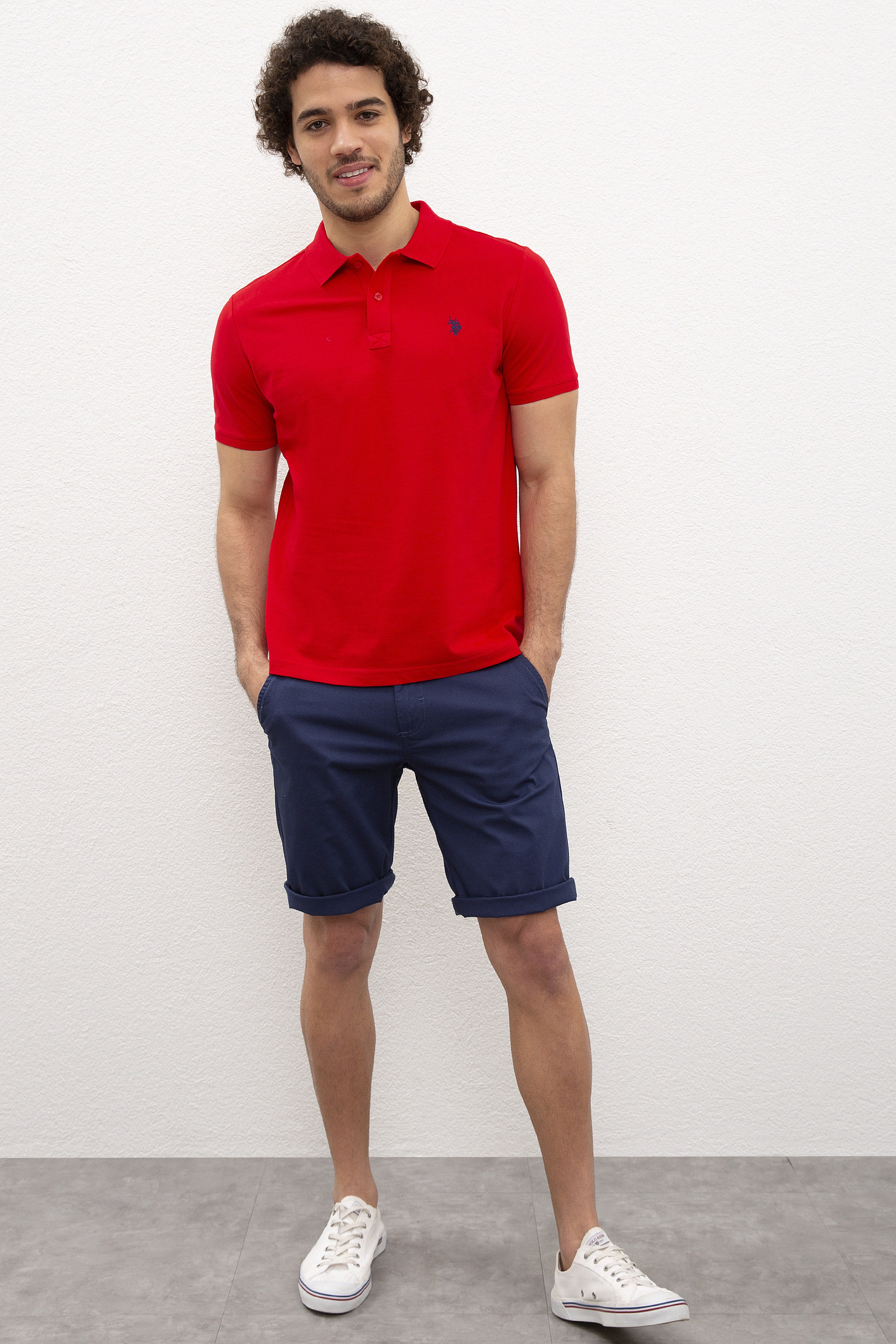 Erkek Kırmızı Basic Polo Yaka Tişört