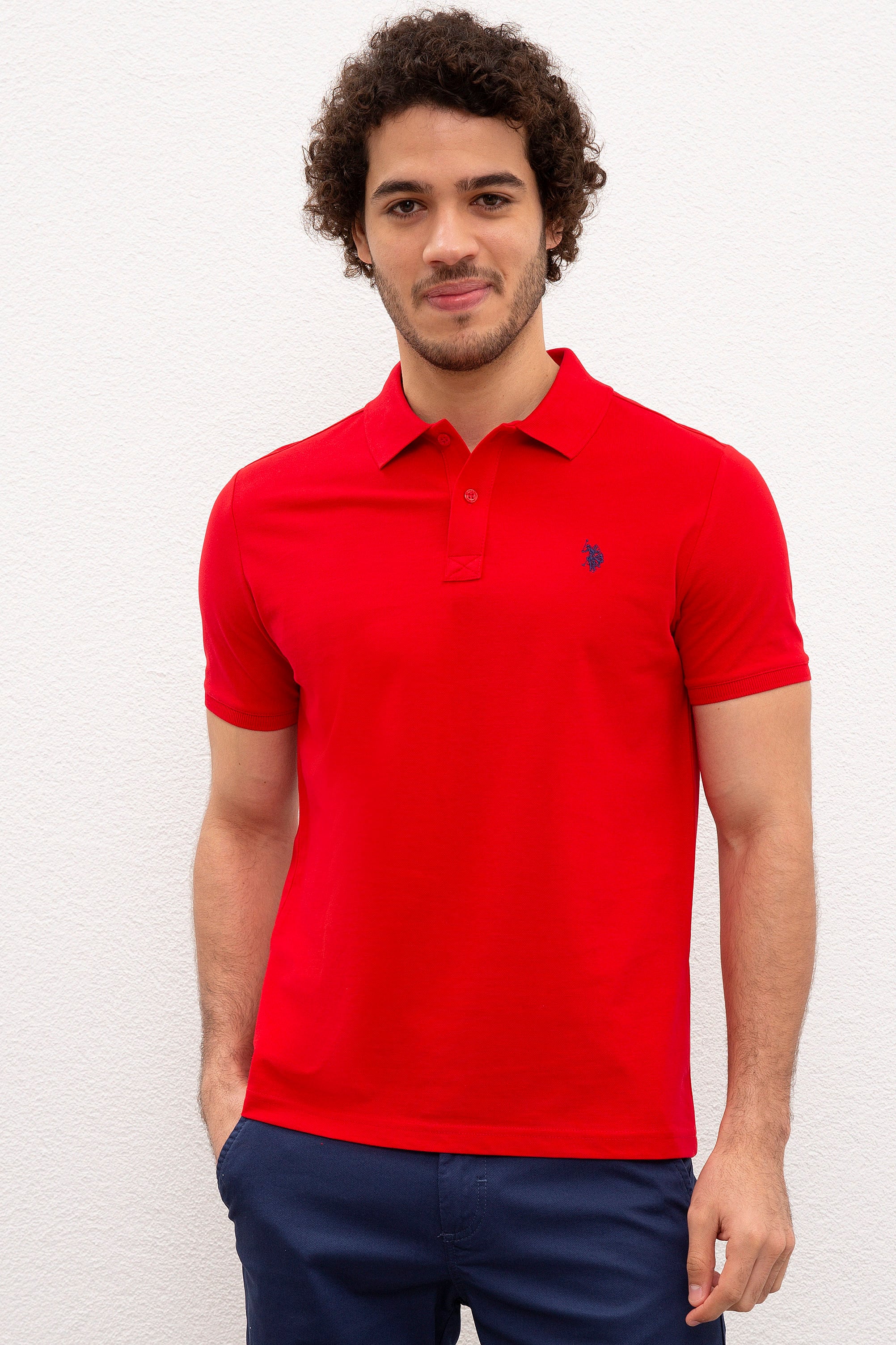 Erkek Kırmızı Basic Polo Yaka Tişört