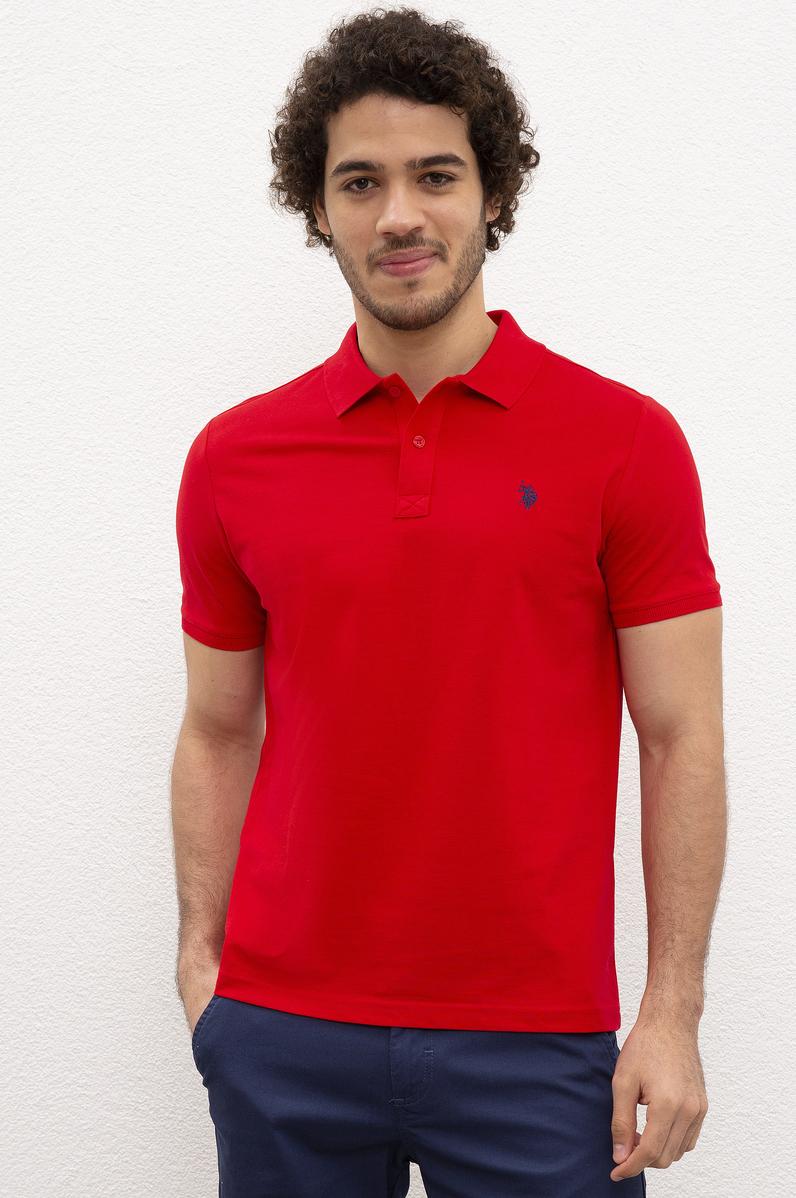 Erkek Kırmızı Basic Polo Yaka Tişört