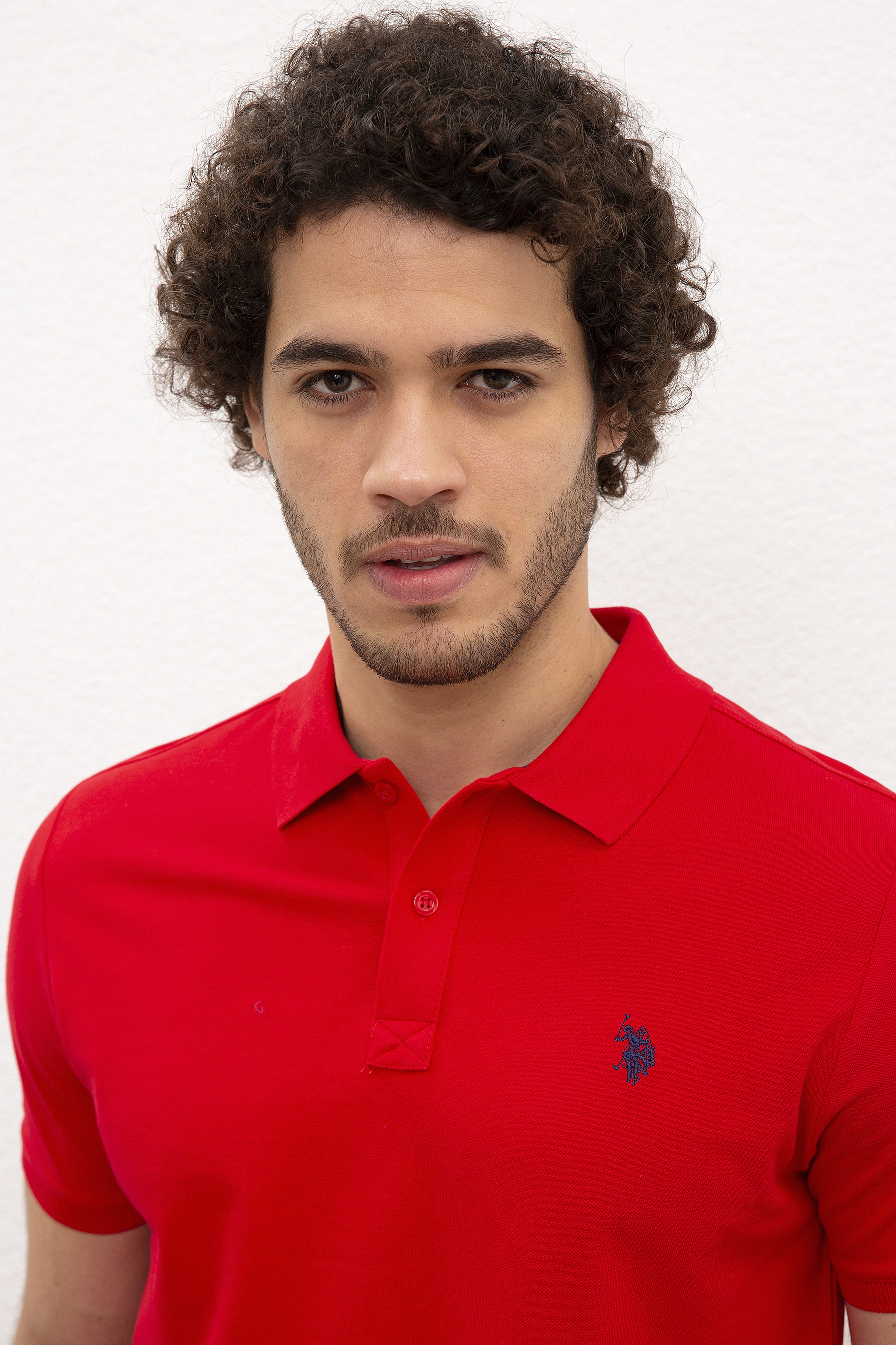 Erkek Kırmızı Basic Polo Yaka Tişört - Image 2
