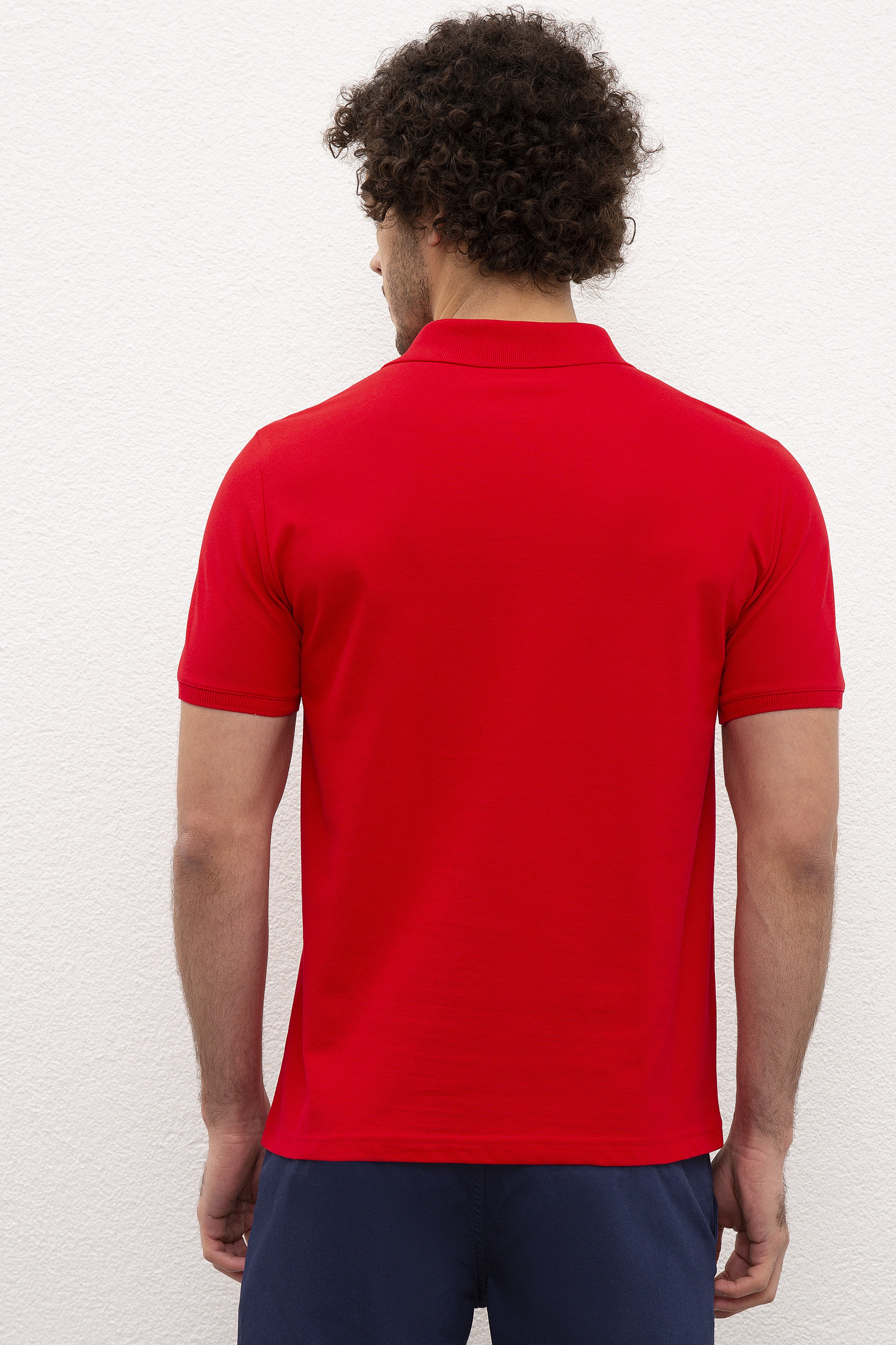 Erkek Kırmızı Basic Polo Yaka Tişört